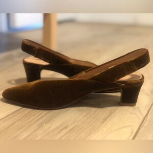 Madewell Brown Velvet Slingback Kitten Heels
